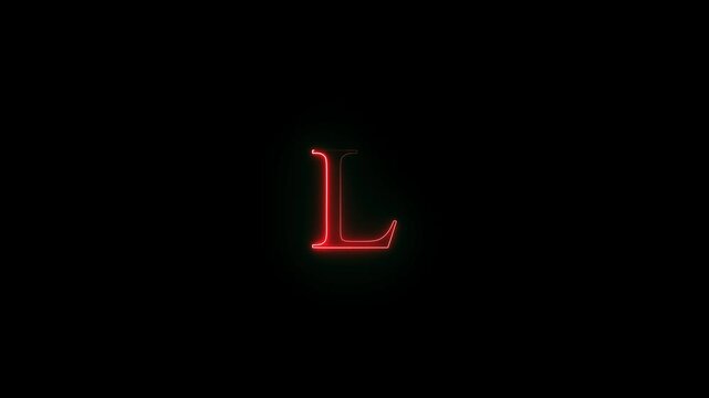 Red Letter L Growing in Size During Dramatic Cinematic Zoom Out Against Black Background