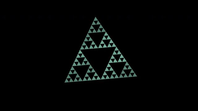 Breathing Sierpinski triangle lace in jade green on transparent background