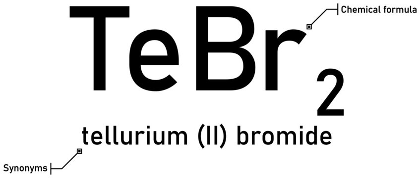 Tellurium (II) bromide chemical formula with callout titles