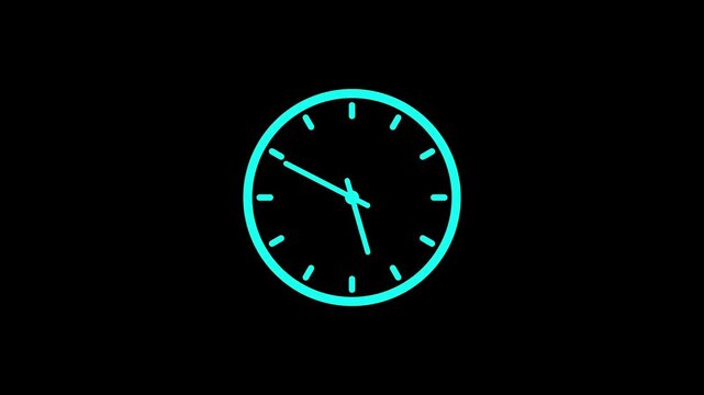 Clock spinning, watch animation on transparent background with alpha channel. Clock icon flat style 24 hours