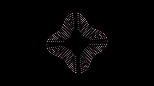Breathing quatrefoil polar contours in rose pink on transparent background
