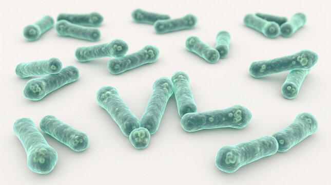 Microscopic bacilli bacteria organisms floating in clear fluid within microscopic science laboratory environment