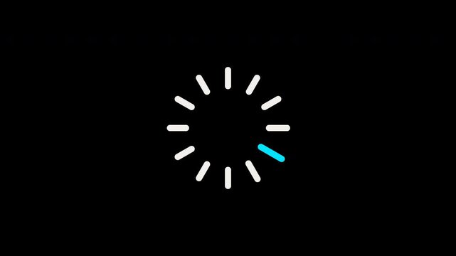 Seamlessly looping classic circular loading spinner animation rendered in resolution on a transparent alpha channel background