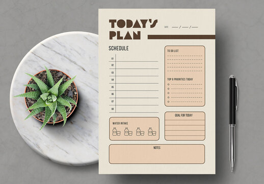 Minimal Daily Schedule Planner Template Design