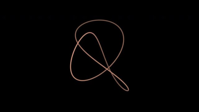 Rotating trefoil filament knot in copper warm on transparent background