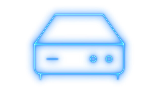Glowing neon Hard Drive icon isolated on transparent background. Office copier machine. Document digital scanning device. Electronic hardware