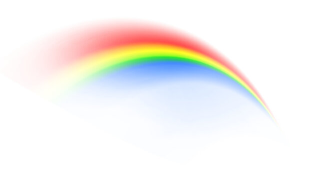 Diagonal Rainbow Light Trail, soft blurred spectrum curve isolated on transparent background for abstract futuristic design