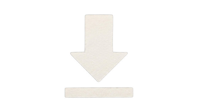 Simple down arrow symbol with horizontal line below indicating download action isolated on transparent background