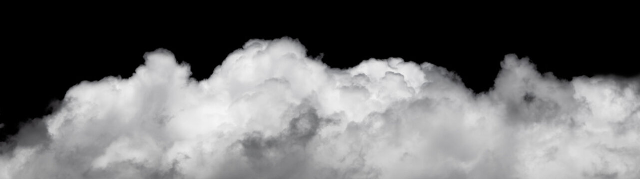 white cloud on black background. Wide sky and clouds dark tone.