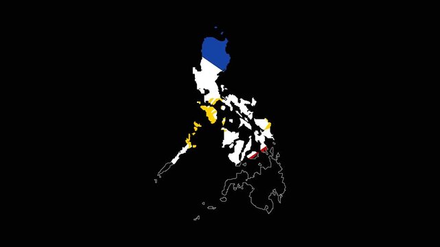 Philippine Administrative Boundary Reveal Animation on Black Background