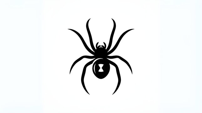 Black widow spider silhouette vector icon graphic illustration featuring clean lines and isolated white background style suitable for modern creepy crawly pest control design concepts