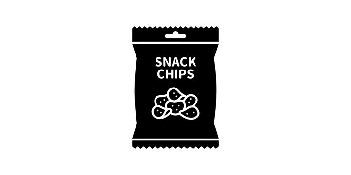 Snack chips bag icon with crinkled edges for food packaging concepts.