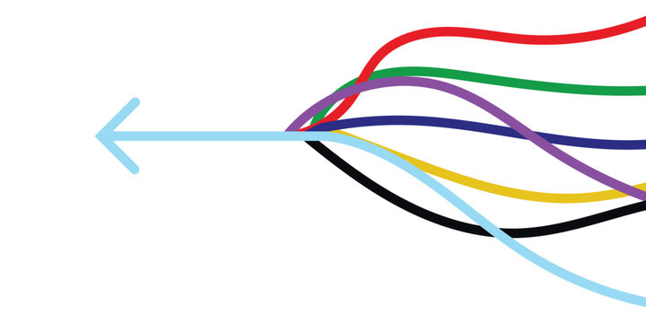 Colorful Gradient Merging Arrows Icon Set for Convergence, Integration, Connection and Business
 Process Vector