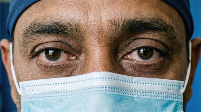 The male nurse&rsquo;s eyes &mdash; heavy, with reddened rims&mdash;stare into the camera.