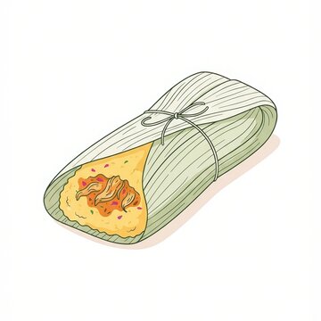 Holiday table graphic of a traditional corn dough parcel unwrapped just a little
