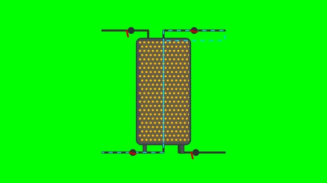 Cryogenic Molecular Sieve TSA Vessel Technical Line Art Animation