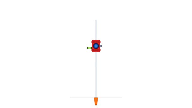 Mini-Stakeout Surveying Prism Pole Target with Anodized Red Aluminum Housing and Optical Glass Corner Cube