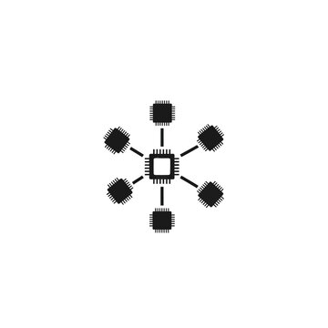 Modern artificial intelligence system orchestration concept featuring interconnected microchips, illustrating a robust network for distributed processing and advanced technology management
