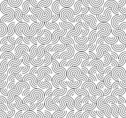 Fototapeta premium Abstract geometric pattern with repeating black line arcs as isolated object