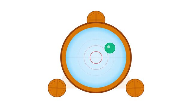 2D Vector Animation of Surveying Tribrach Bullseye Level with Brass Adjustment Screws and Centering Bubble