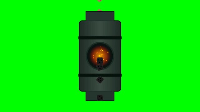 Industrial Biochar Pyrolysis Kiln Process Chroma Key Animation
