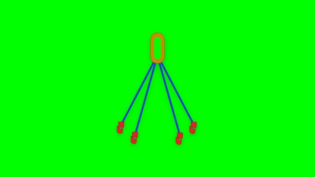 Grade-100 Four-Leg Alloy Steel Chain Sling Assembly Motion Graphic in Safety Cobalt Blue and Gold