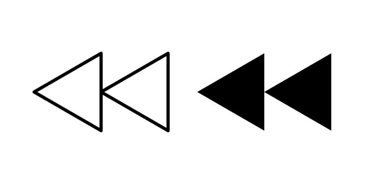 Rewind button icon representing backward playback, returning to an earlier point, media controls and audio or video navigation.