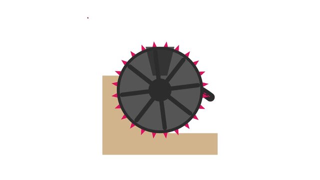 Industrial Rock Wheel Trenching Machine Motion Graphic in Graphite and Ruby
