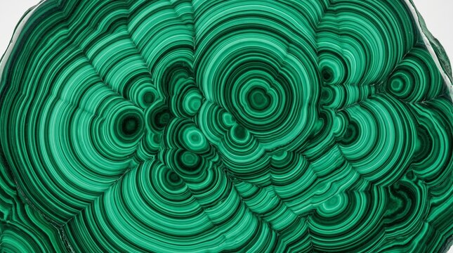 Polished green malachite mineral texture with concentric banded swirls