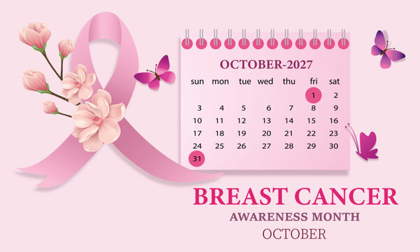 Breast Cancer Awareness Month October 2027 Calendar Template