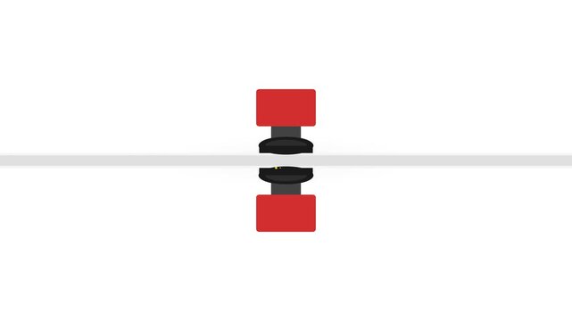 Industrial Leather Splitting Band-Knife Sharpener Motion Graphic in Safety Red and Carborundum Black