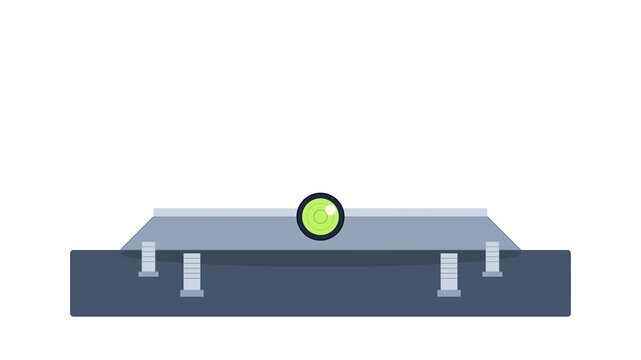 Core Drill Base Leveling Assembly with Spirit Level and Zinc-Plated Knurled Screws Vector Animation