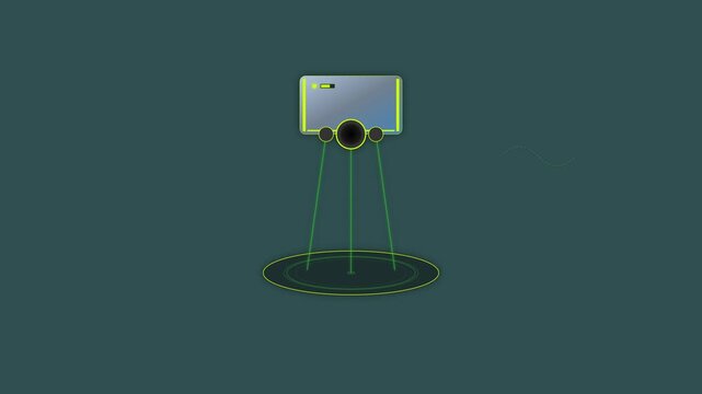 Laser Doppler Vibrometer Interferometer Head with Neon Lime Accents and Green Laser Fringes