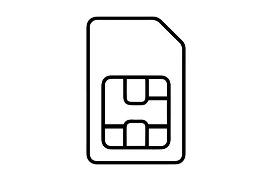 SIM card icon vector illustration isolated on transparent background for mobile technology and telecommunications design projects