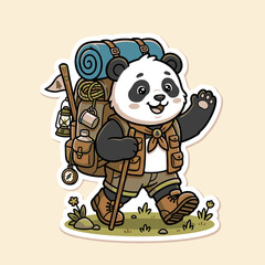 Cute Panda Hiker Backpacking Adventure © moh