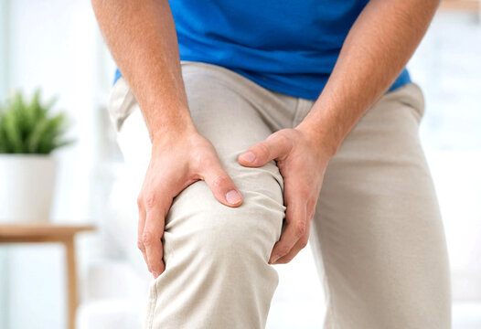 Person holding knee area indicating joint pain or discomfort