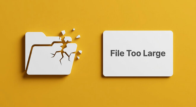 Broken Folder Concept Representing File Too Large Upload Limit