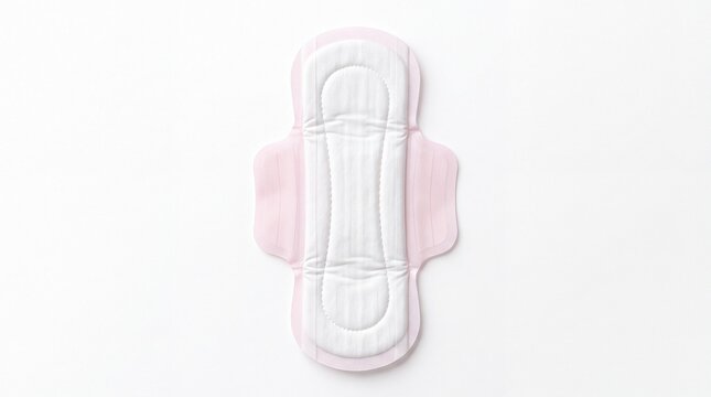 Menstrual sanitary pad for feminine hygiene and personal care isolated on white background
