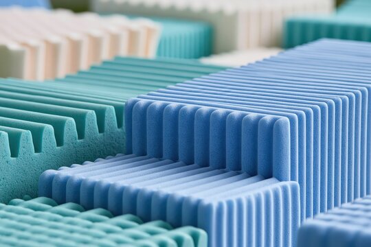 Textured foam material in rows