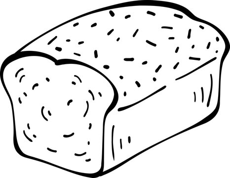 Hand Drawn Bakery Loaf of Bread Line Art Outline