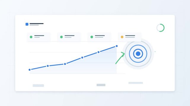 Minimalist data visualization dashboard showing rising line graph