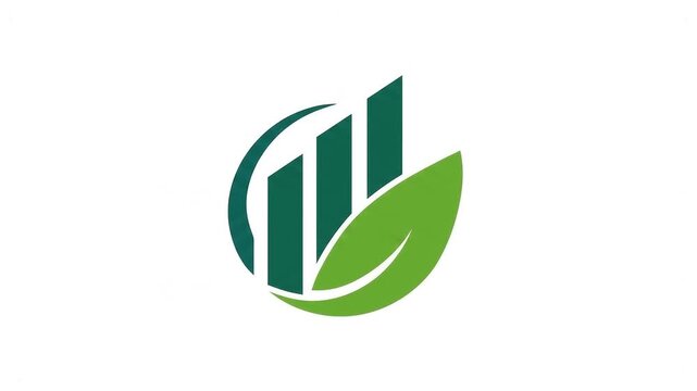 Green leaf chart symbol is ideal for corporate logos, graphics, growth businesses, financial investments, and market concepts. Versatile design for branding.