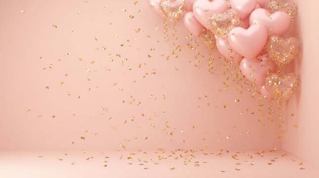 Pastel Pink Room Corner Mockup with Clustered Ceiling Balloons