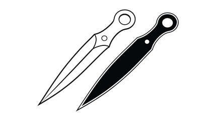 Obraz premium Kunai vector icon set featuring minimalist blade