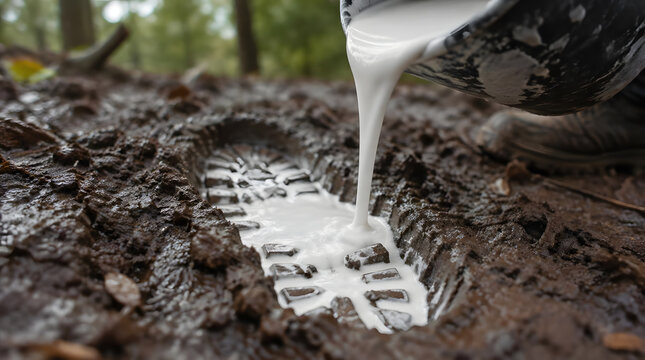 Forensic Footprint Casting in Mud with Plaster of Paris.