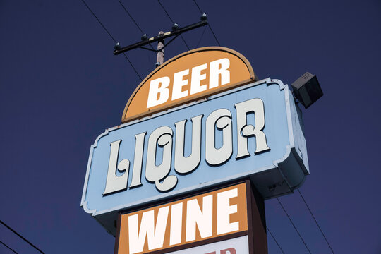 Aged retro liquor beer and wine sign