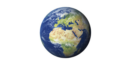 Realistic planet Earth globe showing Europe and Africa isolated on black background © SpectraFocus