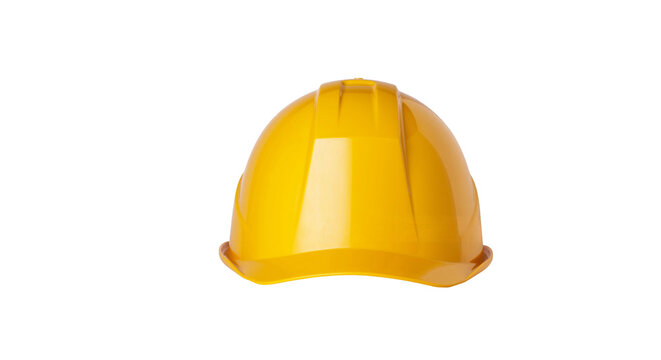 Yellow construction hard hat or safety helmet isolated on black background