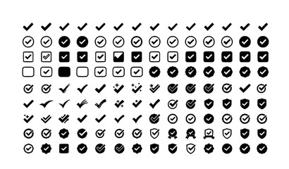 Fototapeta premium Check Mark and Verification Icons Collection