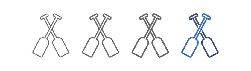 Outline icon set featuring a pair of oars. © ernas icon